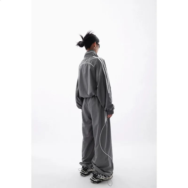 Y2K PTKPCC Pant Sets Women Streetwear Vintage 90s Two Piece Set Oversized Wide Leg Track Pants Hip Hop Jacket 240731