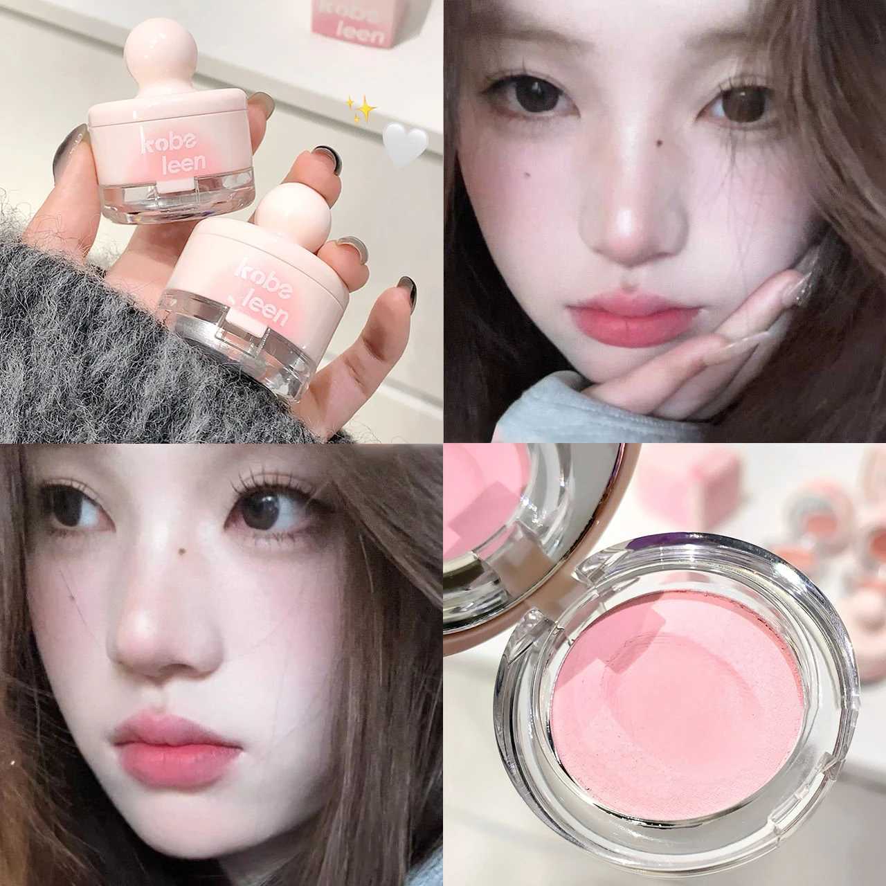 Cute Sponge Head Blusher Cream Matte Peach Powder Blush Palette Waterproof Brighten Fack Contour Korea Lasting Cheek Tint MakeupXJ241111