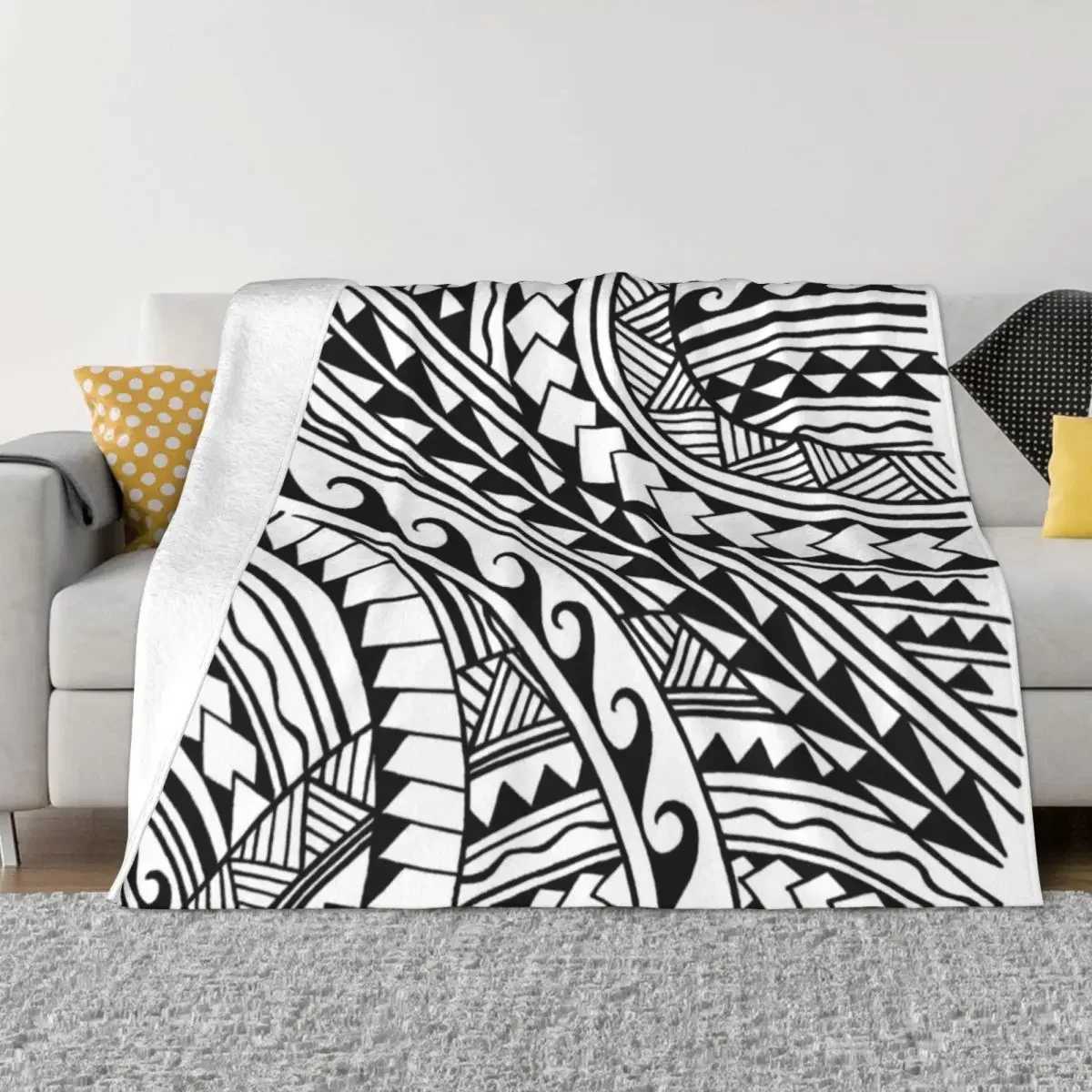Hand drawn polynesian tribal Throw Blanket blankets and throws decorative Fluffy Softs Quilt Blankets Y240730