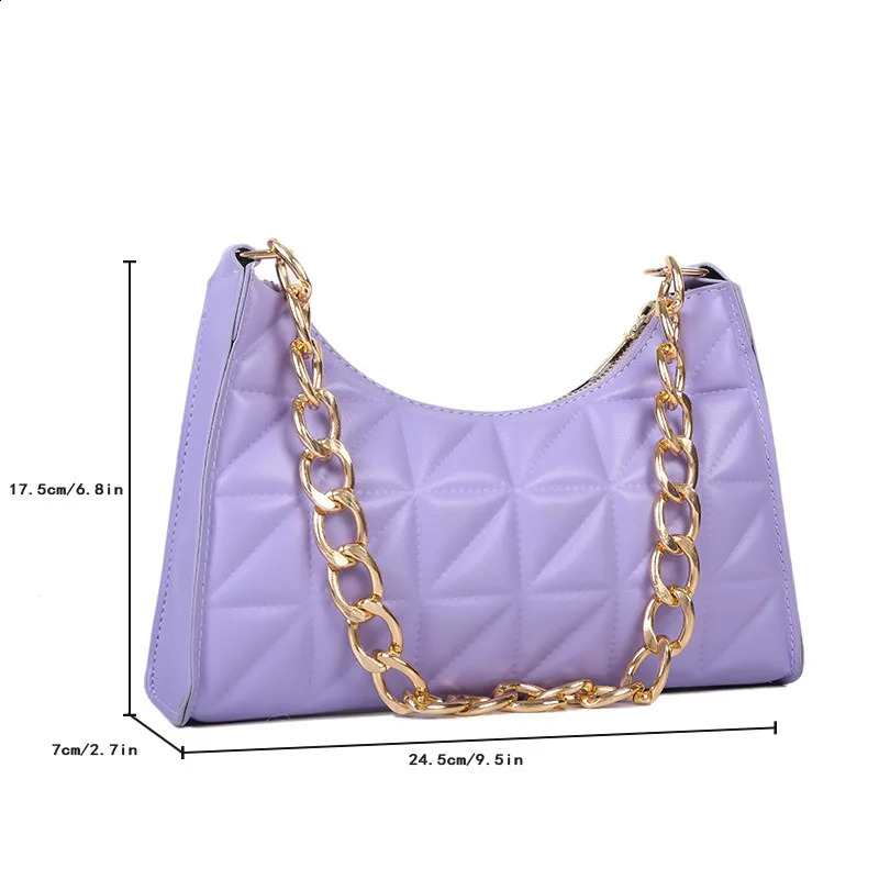 WomenS Shoulder Bag Solid Color Trend Underarm Chain Handbag Female Fashion Texture Shopping y240925