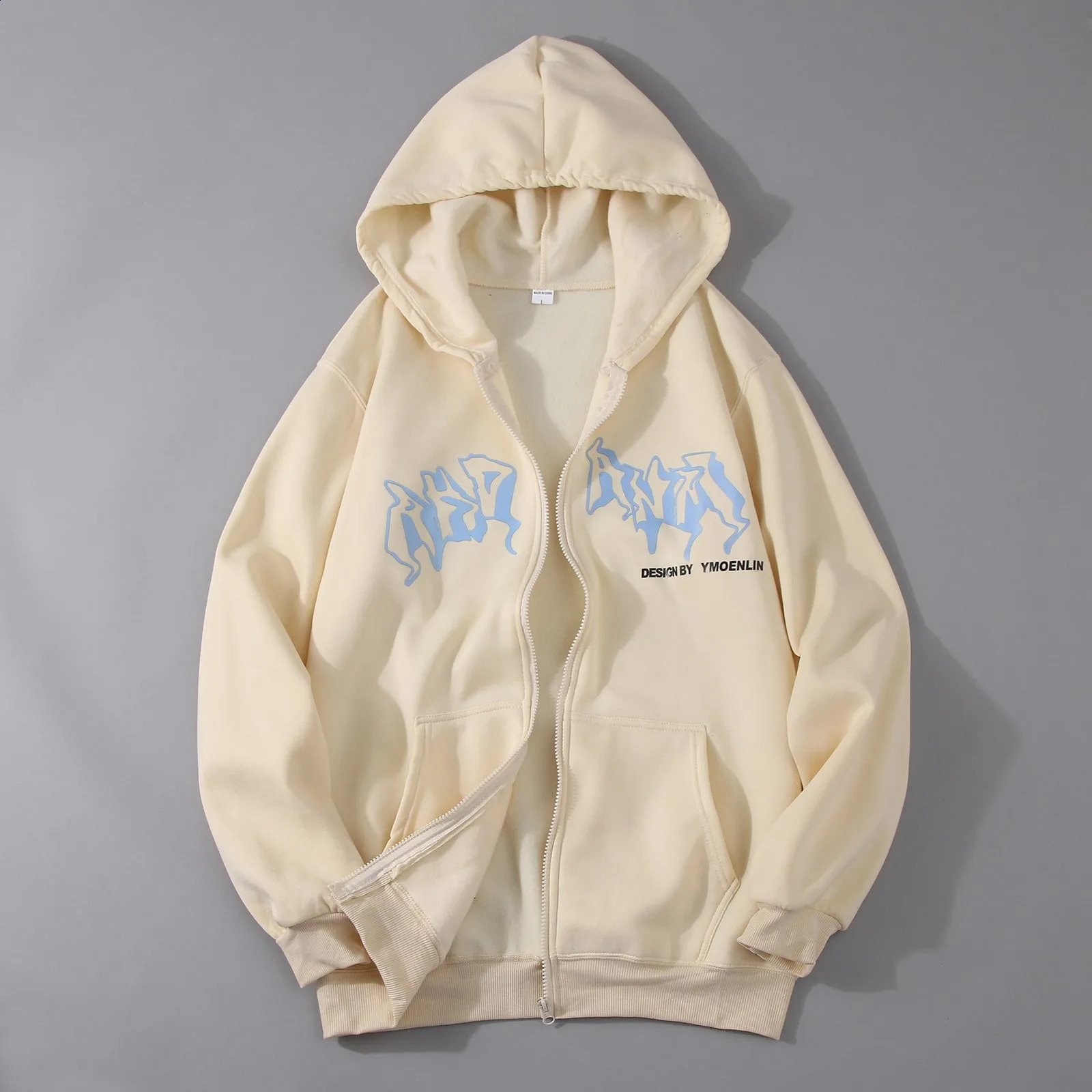 Y2K Letter Print Zip Up Hoodies Women Men Jacket Casual Hip Hop Harajuku Streetwear Clothes Tops Loose Grunge Hooded Sweatshirt 240823