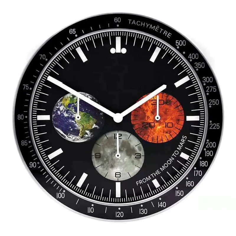 O Wall clock Speedmaster series office bedroom living room high-grade silent luminous green water ghost wall clock W251210