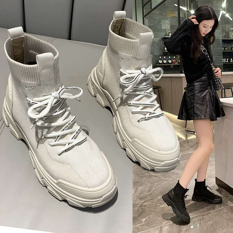 2024 Fashion New Bottom Comfortable Durable Explosive Thick Heel Simple Thin Short Tube Elastic Soc Versatile Martin Boots 456