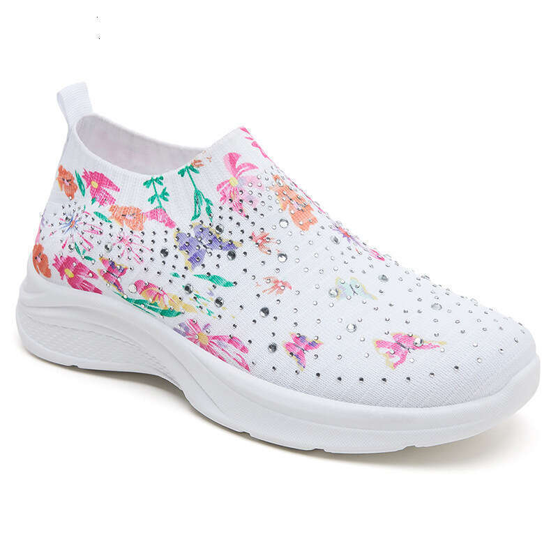 Summer Versatile Women's Shoes Soft Sole Colorful Printing Breathable Comfortable Suitable Fashion Walking shoes Triple White Free shipping size