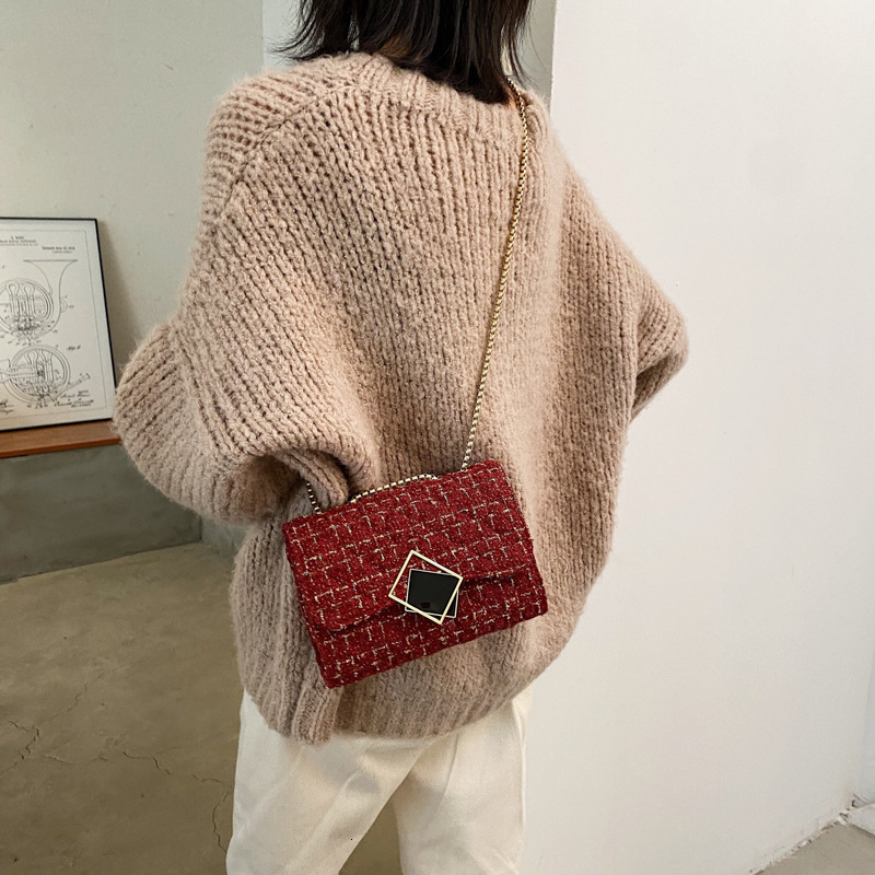 Woolen ins women's new trend 2024 popular Korean version fashion chain shoulder crossbody bag H731#27 ddmy ac1e