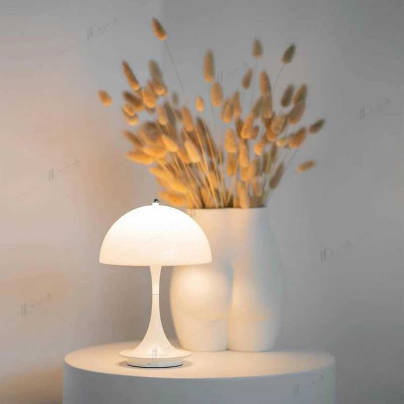 Rechargable USB Mushroom Desk Lamps Touch 3color Dimming Nordic For Bedside Hotle Decoration Bedroom Atmosphere Led Desk LampsKL240731