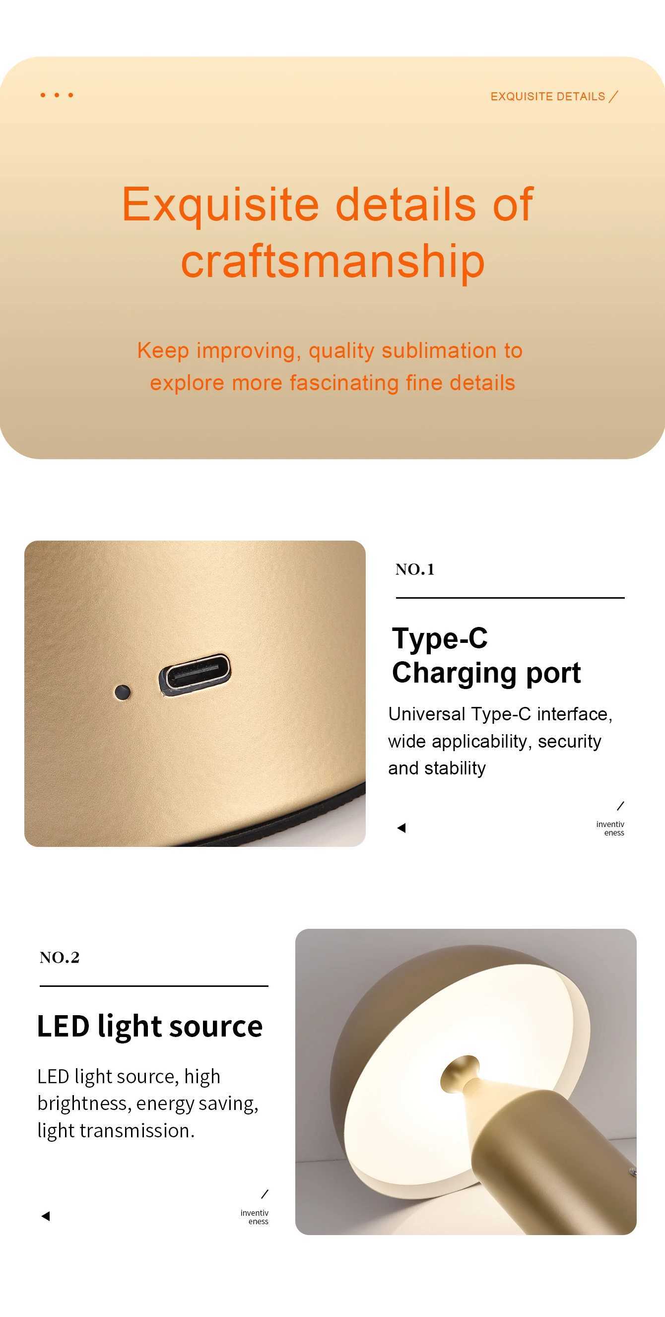 LED Table lamp for bedroom rechargeable usb lamp Touch switch dining room hotel bedside decorative table lamp B240906