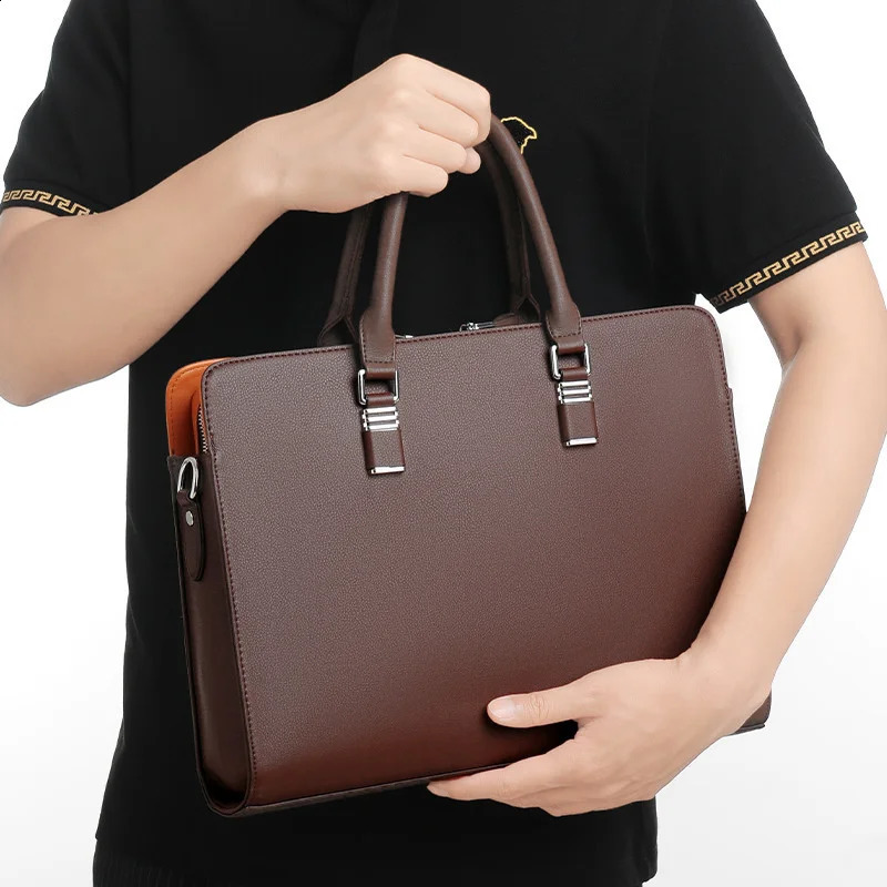 Laptop Bags DUTRIEUX Business Leather Men Briefcase For Husband Shoulder Bag Man 14 15 Laptop Briefcases Bags Large Capacity Mens Handbag 240730