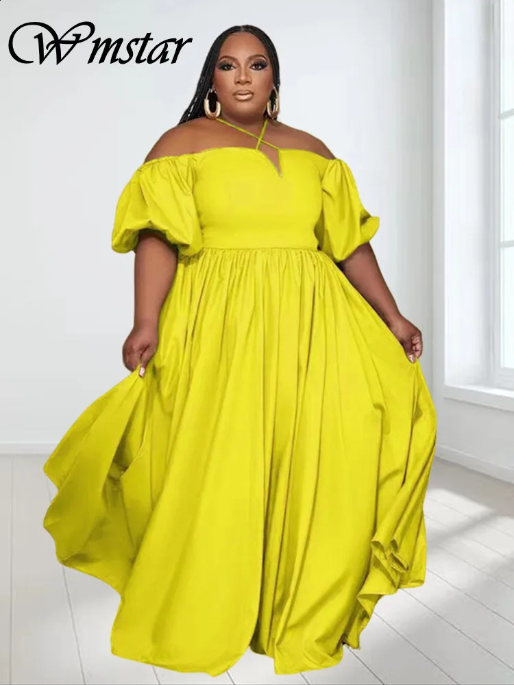 Wmstar Plus Size Dresses for Women Solid Summer Cute Elegant Party Maxi Dress Fashion Birthday Outfits Wholesale Drop 240730