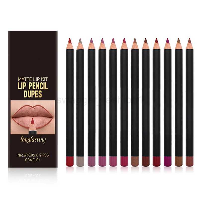 12 Colors Matte Lipstick Lip Liner Set Nude Color Lasting Non-removal Makeup Lipliner Waterproof Sweat Proof Soft Pencil MakeupXJ240731