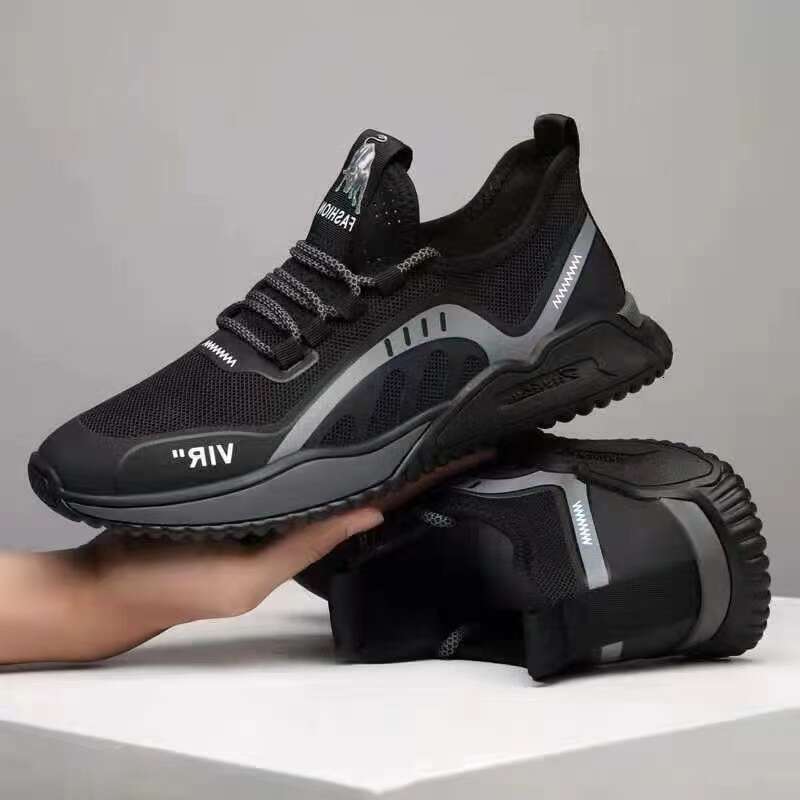Men Lightweight Sneaker Casual Mesh Breathable Black White Sports Running Shoes 456