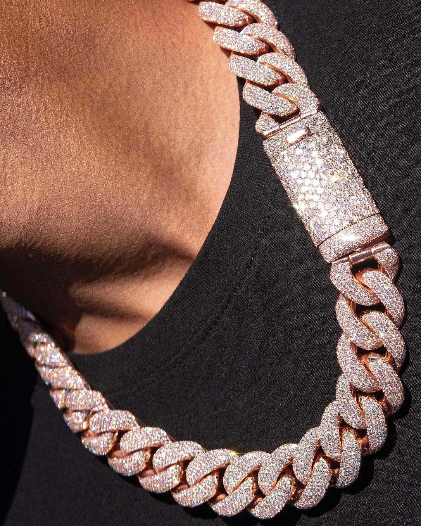 Iced Out 20 MM VVS Moissanite Dia Thick Prong Link Chain Sterling Sier Miami Cuban Necklace for Men Gifts