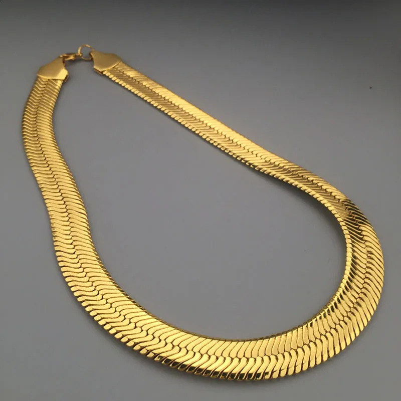 High quality 60cm 75cm 10mm hiphop mens bone snake chain gold necklace rapper short and chubby boy night club DJ smart jewelry 240723