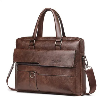Retro Mens Briefcase Handbags Casual Leather Laptop Bags Male Business Travel Messenger Man Crossbody Shoulder Bag Bolso 240730