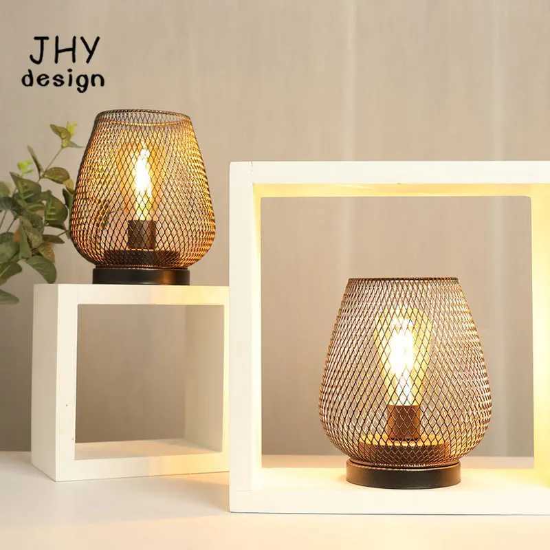 Metal Cage Table Lamp LED Lantern Battery Powered Cordless Wireless Accent Lamps Light for Weddings Events Indoors Outdoors B240904