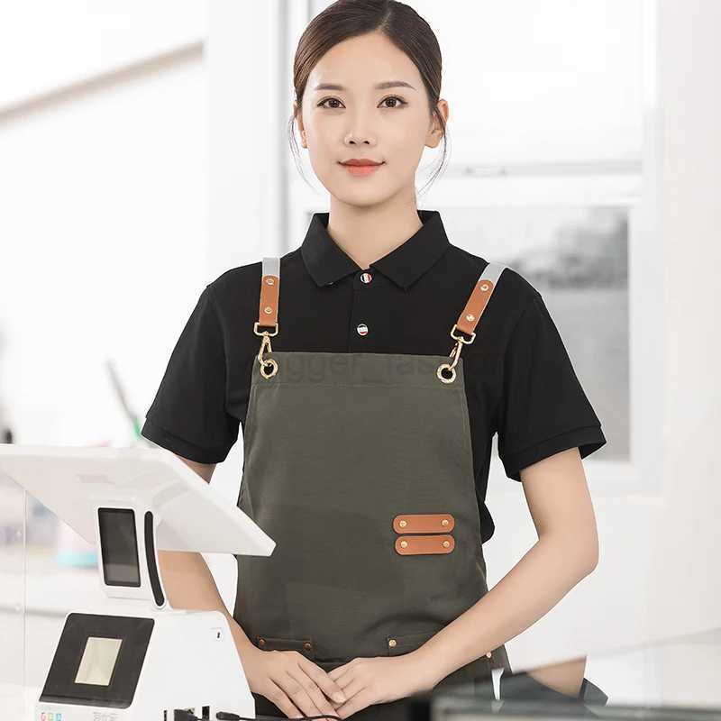 Waterproof Kitchen Apron For Women/Men With Pockets Work Mandil Cleaning Pinafore Restaurant Shop Waiter Work UniformXJ240731