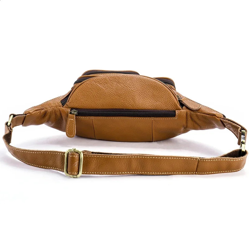 Genuine Leather Waist Packs Men Vintage Cow Fanny Pack Chest Bag Travel Shoulder Belt Casual Crossbody Couple 240730