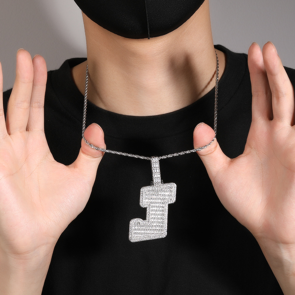 Hip Hop A-Z Custom Letters Pendant Necklace 5A Zircon Real Gold Plated Jewelry