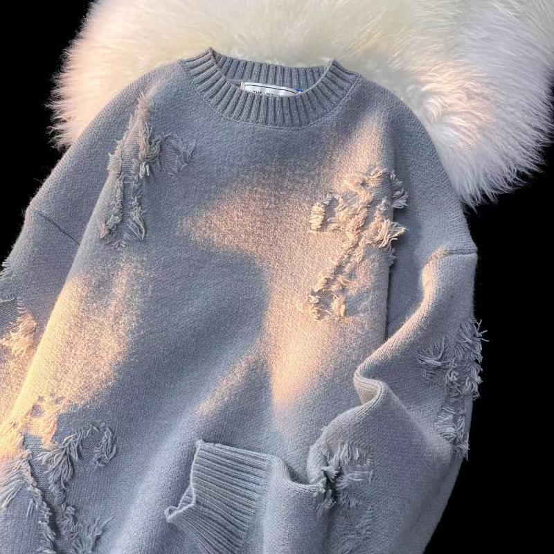 Designer Sweater for Men - Retro Style Outdated Knitted Sweater Loose Edition 2026 Autumn/Winter Long Sleeve Hoodie