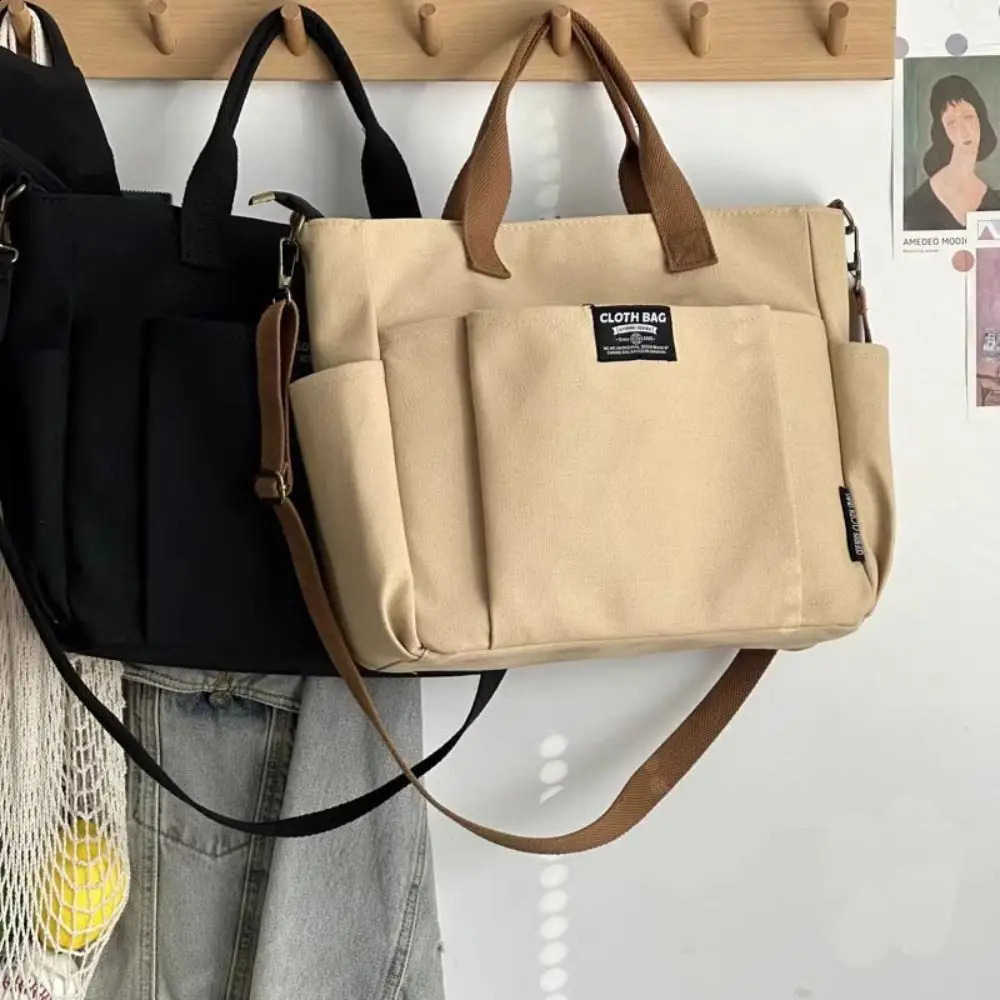 Large Capacity Canvas Tote Shoulder Bag Womens Messenger Bag Multi Pocket Casual Crossbody Handbags 240731