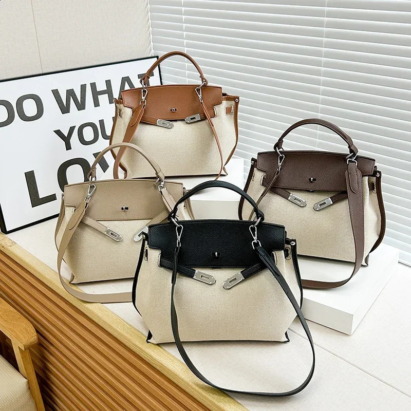 3 PU Color Matching for Women Fashion Versatile Temperament Shoulder Casual Tote Hasp Top-Handle Bags Bolsasdeombro 240731 4