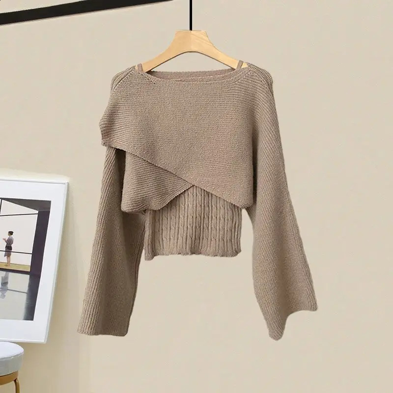 Plus Size Womens Autumn/Winter Set Vintage Knitted SweaterA-line Half Skirt Casual Elegant Womens Two Piece Set 240731