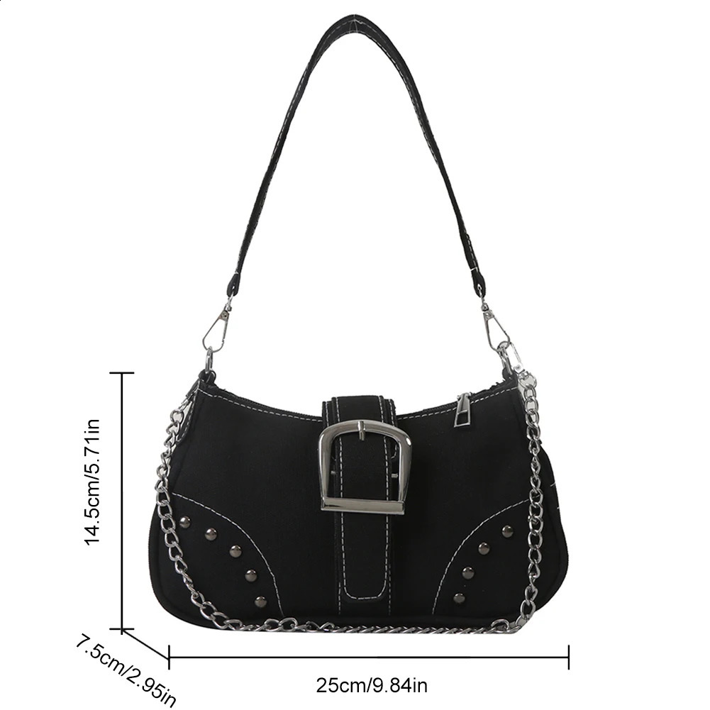 Womens Fashion Underwear Bag Y2K Casual Armpit Canvas Crescent Shoulder Cool Tramp Half Moon Wallet Top Handbag Bolsa 240730