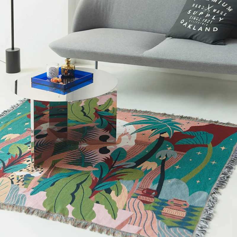 Nordic Throw Blanket Multifunction Forest Dancer Travel Decoration Slipcover Cobertor Leaves Hanging Tapestry Sofa Bed Sheet Y240730