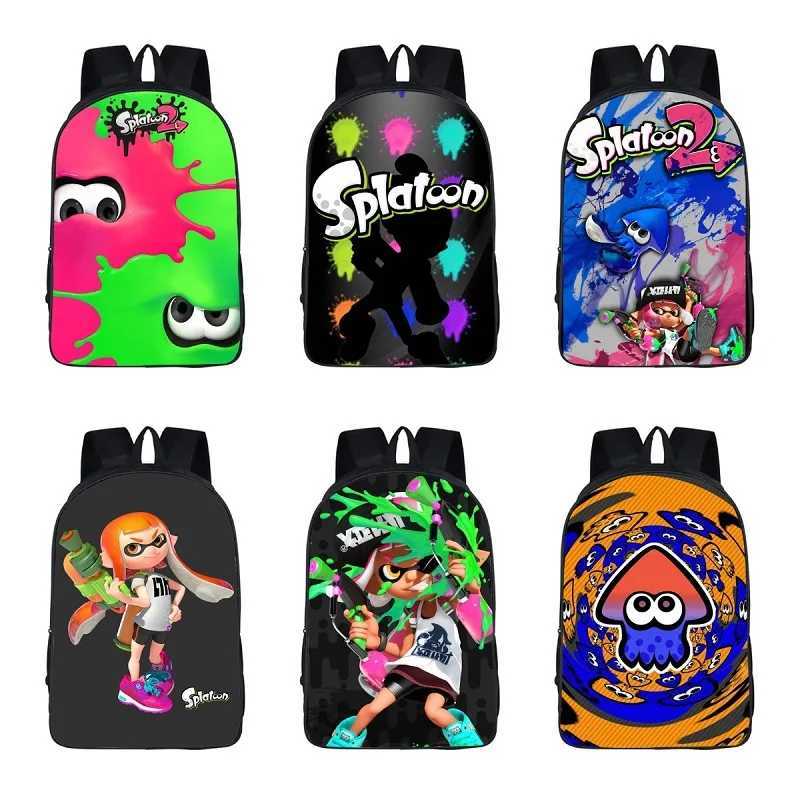16 inch Splatoon 2 Kindergarten Backpack Toddler Cartoon School Bag Boys Girls Primary BookBags Kids Bagpack Children Best GiftCL240730