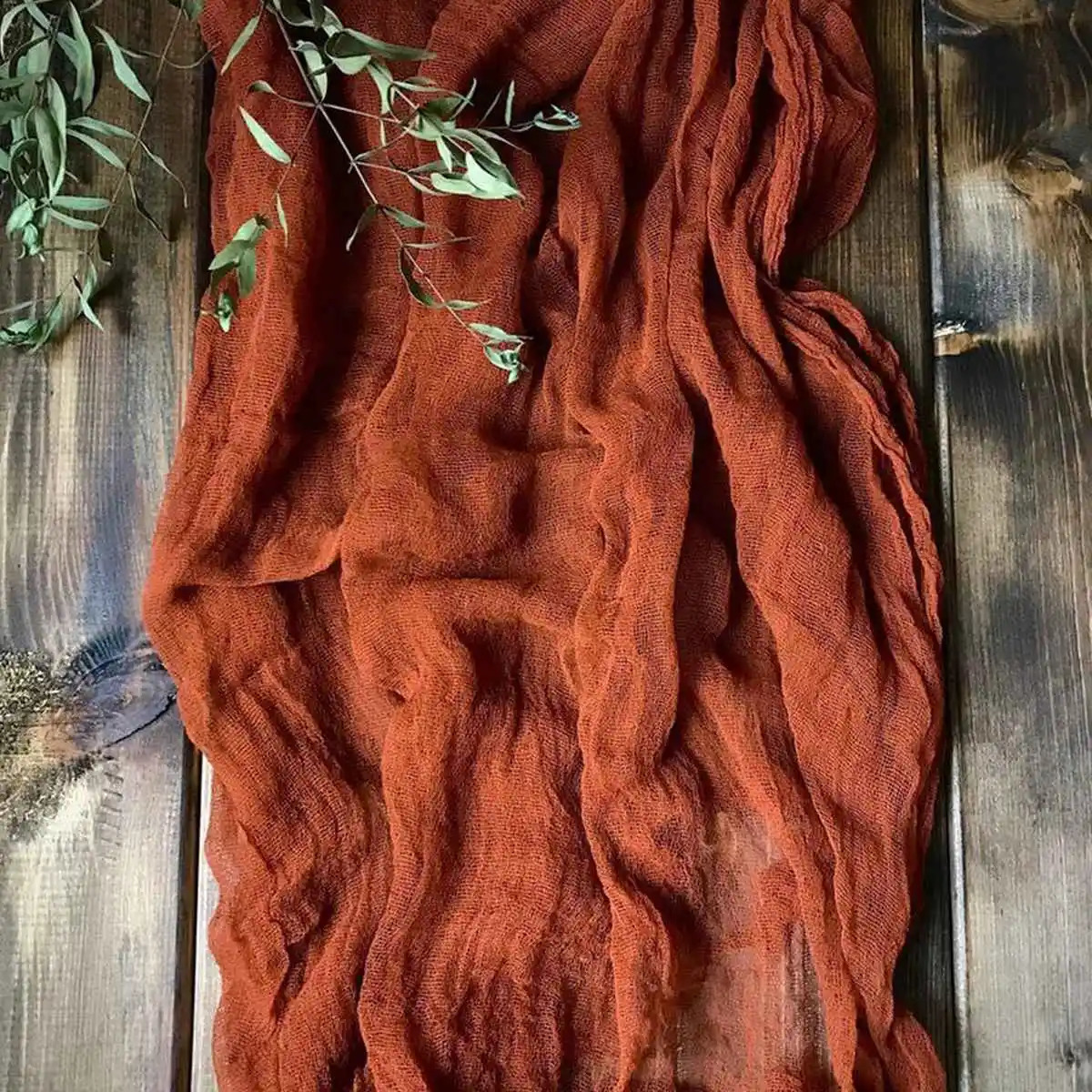 Semi-Sheer Gauze Table Runner Burlap Cheesecloth Setting Dining Rustic Country Wedding Birthday Decor Vintage Retro Table Linens 240731