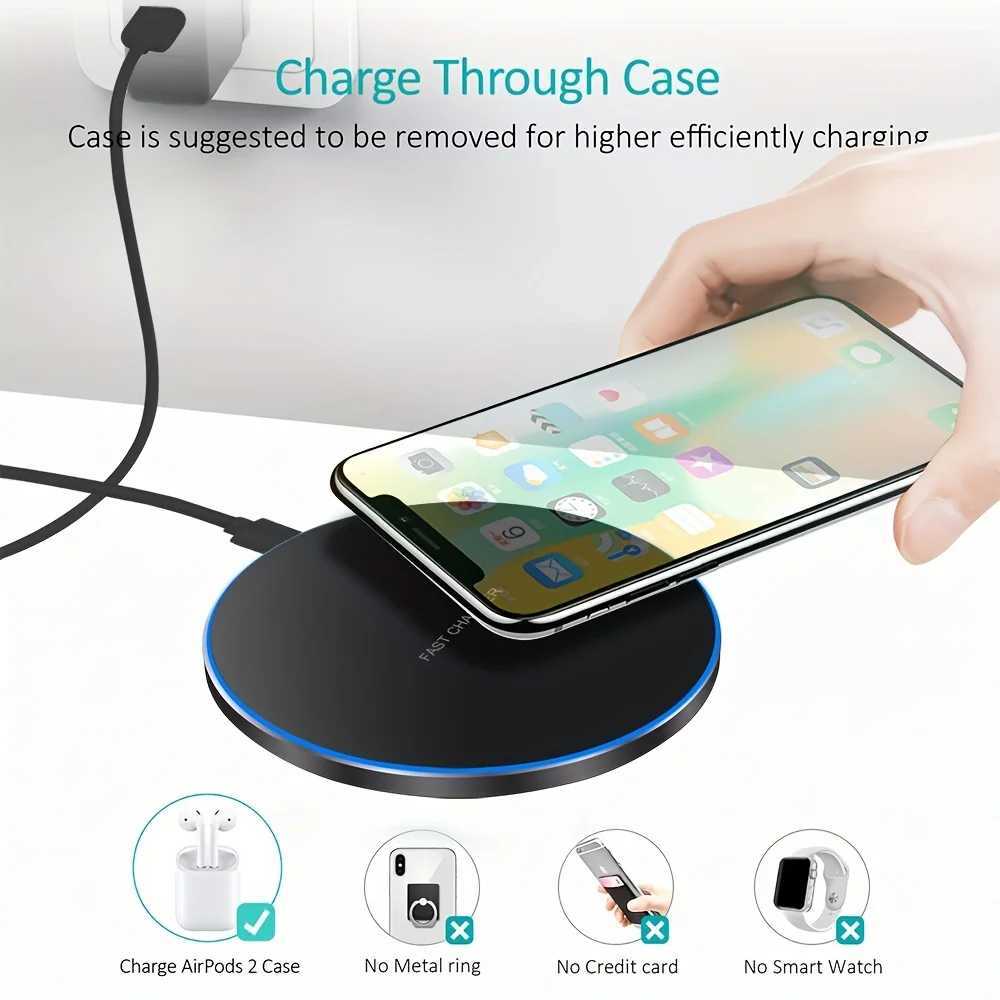 Fast Wireless Charger Pad for iPhone 14 13 12 11 Pro Max Samsung Galaxy S22 S21 S20 S10 S9 Wireless Charging StationM240731
