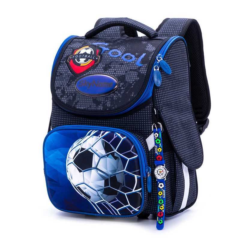 Orthopedic School Backpack For Boys 3D Cartoon Football School Bag Children 1 Grade Backpacks Kids Satchels Bookbag Russia BrandCL240730