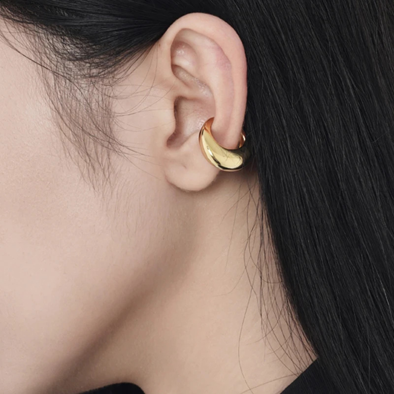 One Piece S925 Sterling Silver Jewelry Minimalist Chunky Ear Cuff Earring For Girls Daily Wear 240730