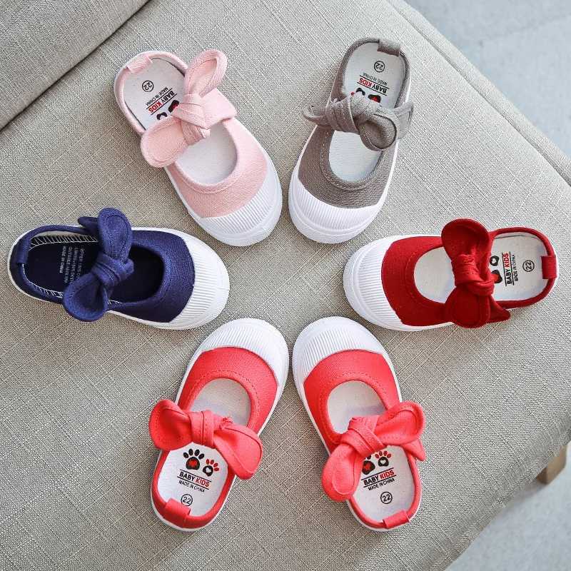Korean Style Fashion Children Fashion Girls Canvas Shoes Versatile Bow Baby Girls Casual Shoes Direct Shipping Simple Direct Shipping X250409
