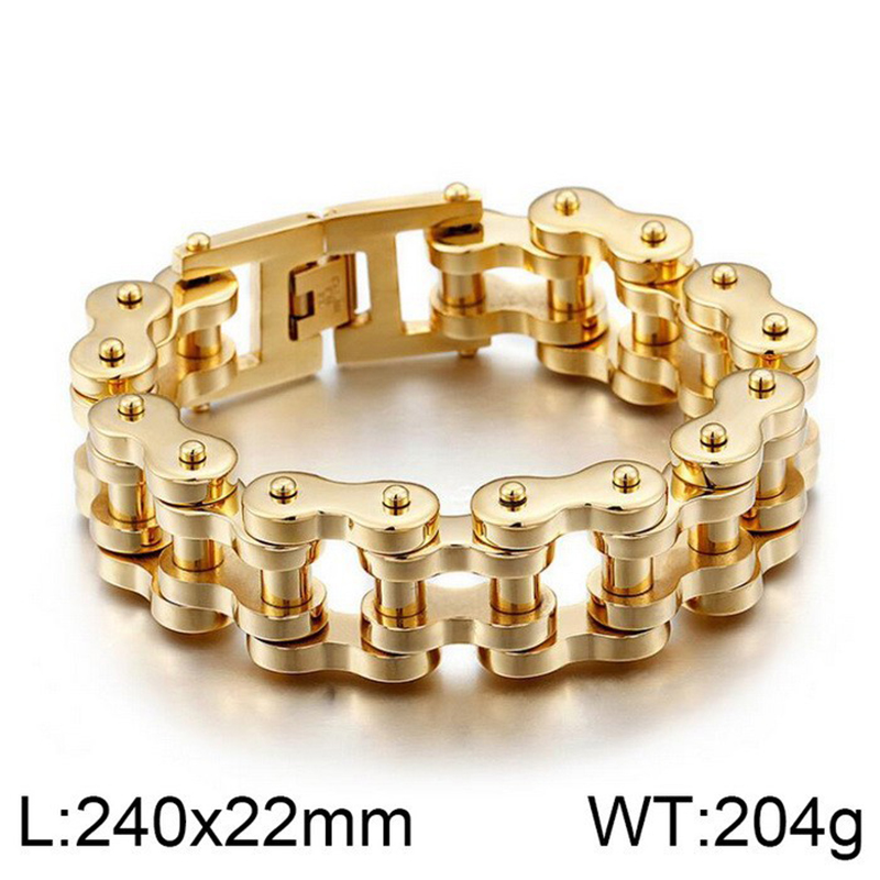 22mm Hip Hop Cool Men Bicycle Link Chain Bracelet Stainless Steel Classic Belt Buckle Bangle