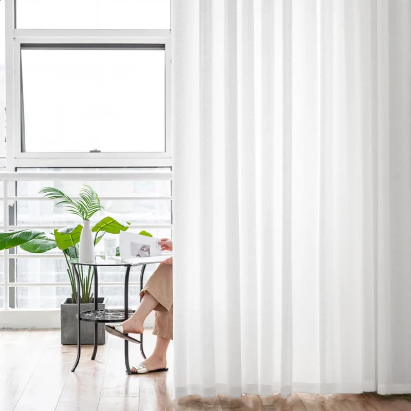 Soft White Voile Sheer Curtains For Living Room Window Solid Color Tulle Curtain For Bedroom Wedding Drapes Home Decor Customize 240730