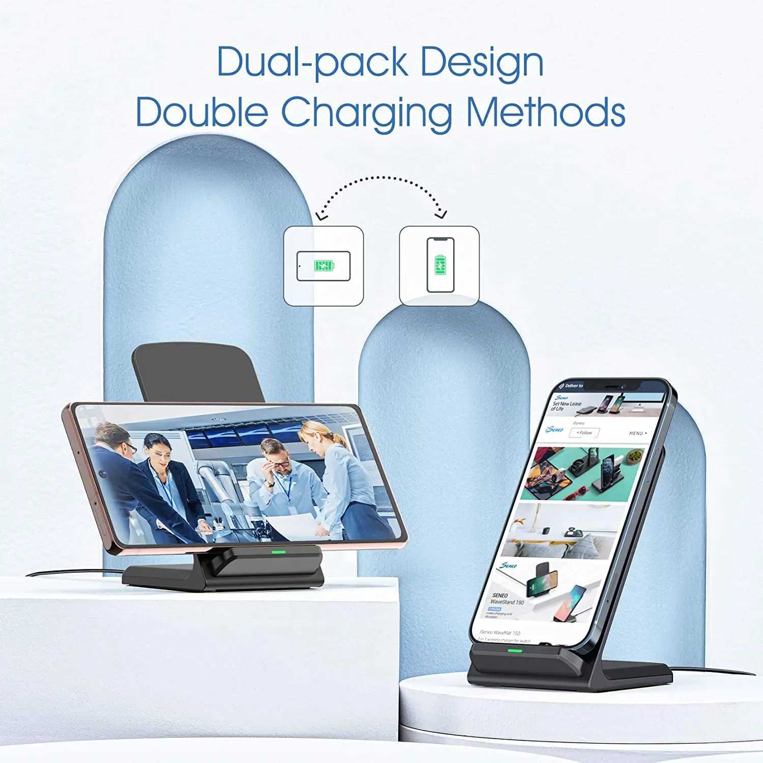 30W Wireless Chargers Fast Wireless Charging Stand with USB-C Port for iPhone 12 /11 Pro Max/XR/XS/X/SE/8 S20-S8 Google LGM240731