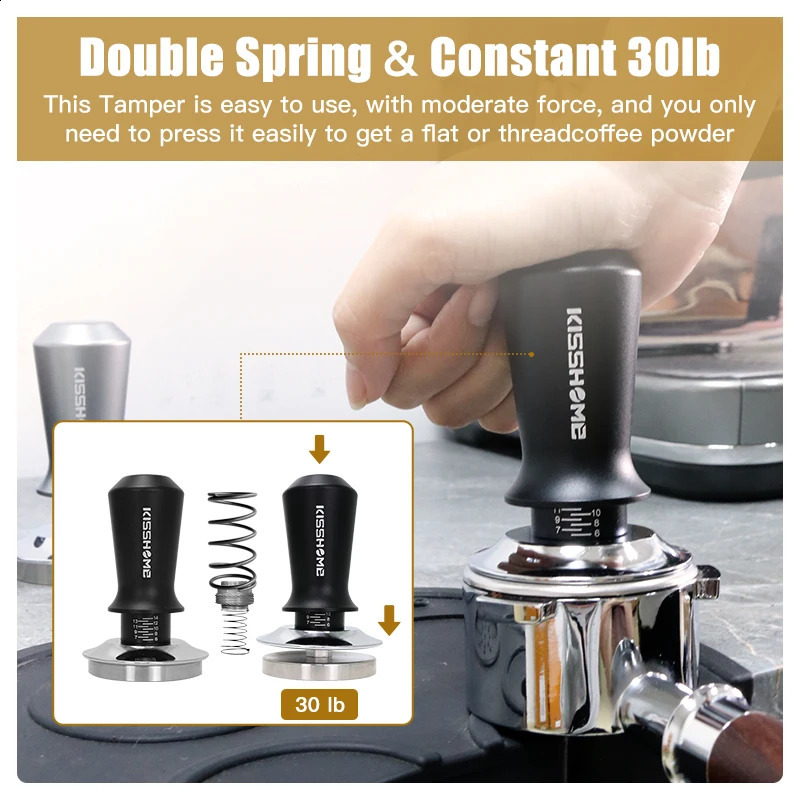 Coffee Tamper 30lb Constant Pressure Calibrated Double Spring 51mm 53mm 58mm Breville Espresso Maker Accsesories Barista Tools 240731
