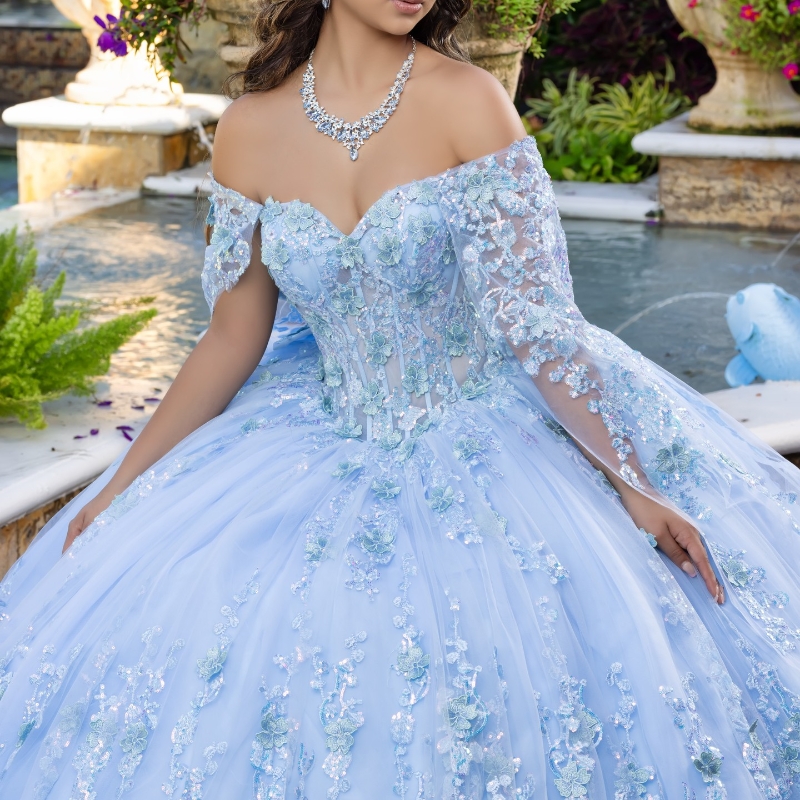 Shiny Princess Quinceanera Dress Ball Gown Off The Shoulder Lace Applique Beads Corset Sweet 16 Vestido 15 De Anos