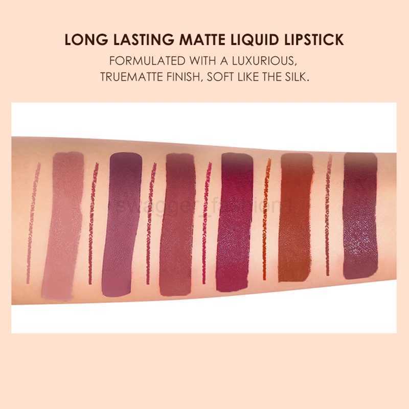 2pcs/set Lip Liner Pencil Nude Lip Gloss Combination Makeup Liquid Lipstick Waterproof Sexy Red Lip Contour Tint Kit CosmeticsXJ240731