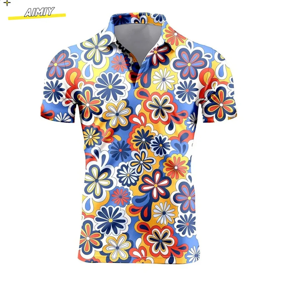 Summer casual Tshirt mens short sleeved polo shirt collar button up workwear quick drying Tshirt sports golf Tshirt 2023 240729