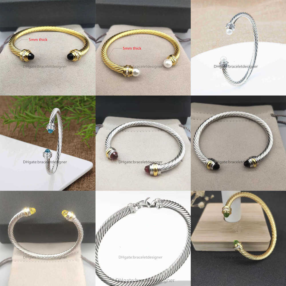 Designer Fashion Jewelry Braided Bracelets Pearl Bangle Charm Bangle S925 Twisted Wire Cable Bracelet Women 14k 18K Gold Plating Copper Imitation Jewelrys 5mm