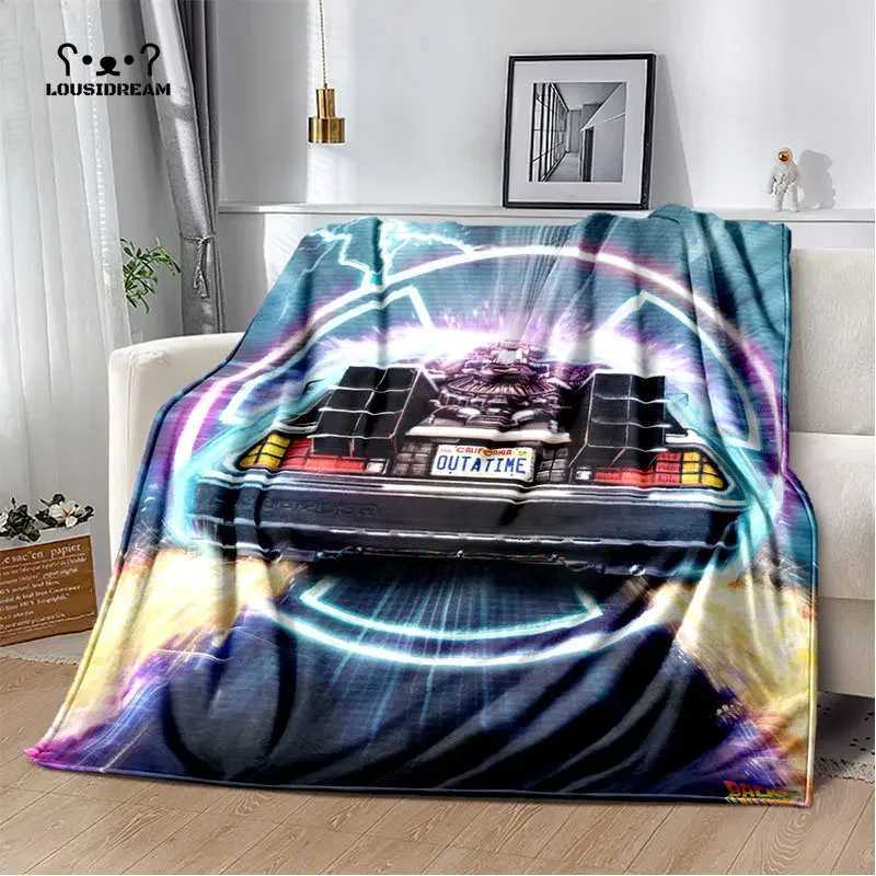 Classic Movie Back To The Future Flannel Throw Blanket Cartoon Blankets Sofa Cover Travel Camping Living Room Bedroom Decoration Y240730