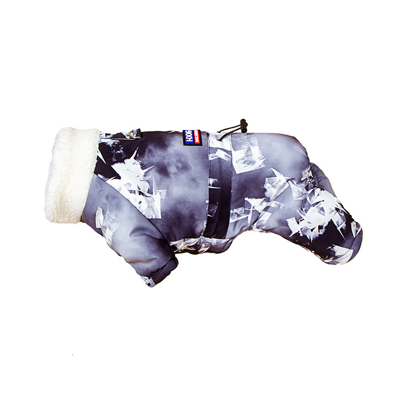 Cozy Four-Paw Winter Protection with 'Fighting Bear' Print Cotton Coverall for Your Canine Buddy