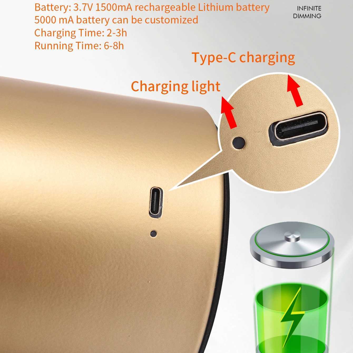 LED Table lamp for bedroom rechargeable usb lamp Touch switch dining room hotel bedside decorative table lamp B240906