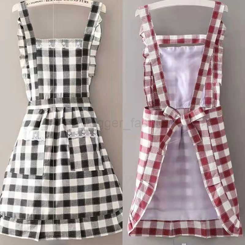 1pc Washed Cotton Kitchen Aprons Flower Shop Garden Ruffles Work Clean Apron for Woman DressXJ240731