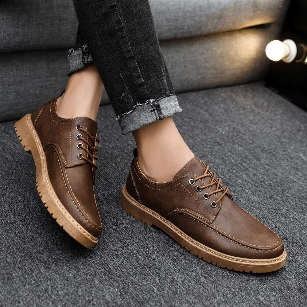 S For Ddmysports Men Cross Border Big Size Andsome Shoes Lightweight Lace Up Casual Youth British Black Small Leather Footwear Outdoor ize hoes mall