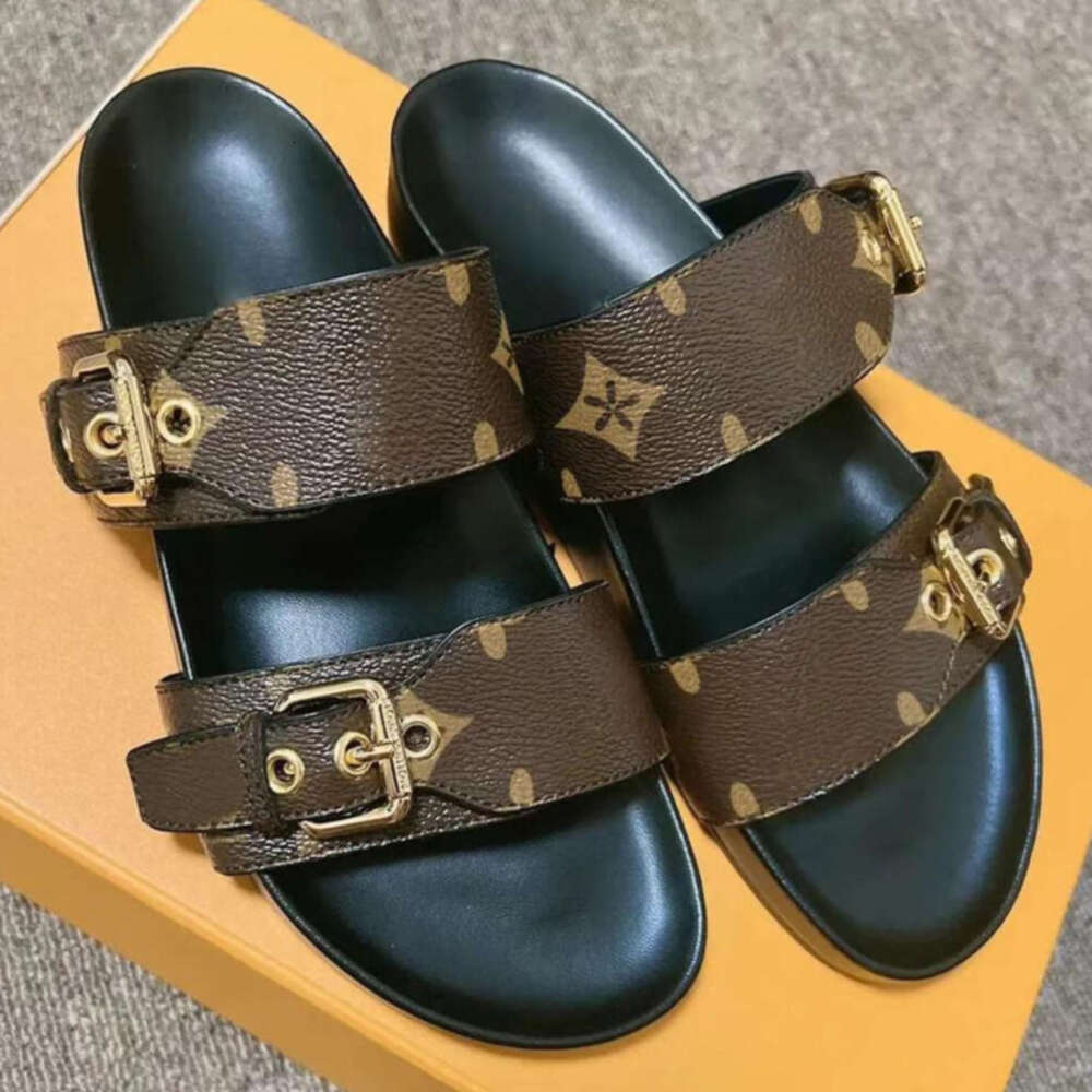 Bom Dia Designer sandal Genuine Leather sandal Slippers summer beach sandal womans mens Flat Slide gladiator Mules luxury Slider size 35-45 818