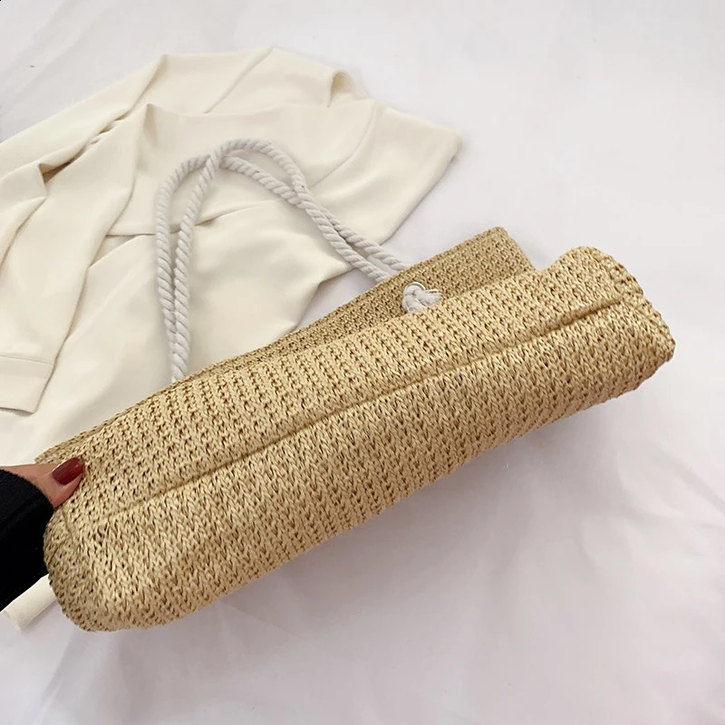Straw Weave Tote Summer Beach Bags for Women Large Capacity Fashion Shoulder Bag Lady Handbags and Purses 240730