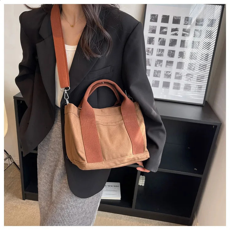 Women Summer Large Capacity Travel Canvas Crossbody BagsShoulder Bag 240730